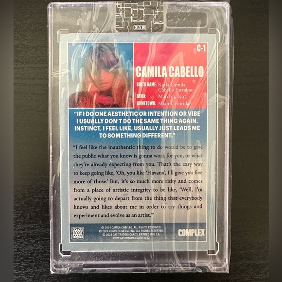 Gas Trading Cards x Complex Cover Series Camila Cabello Card NWT - Picture 4 of 7